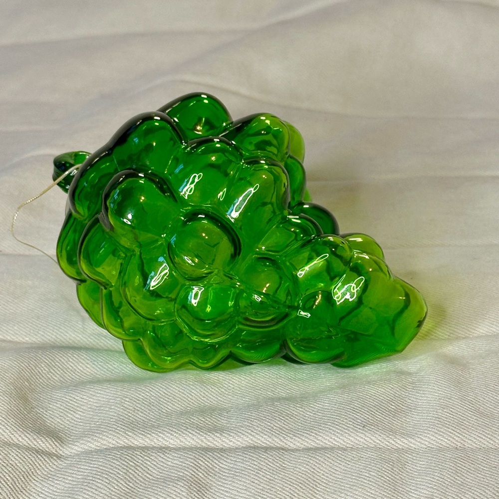 Emerald Glass Grape Sculpture